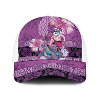 Hawaii Mele Kalikimaka Baseball Net Cap Funny Santa with Tribal Tattoos Kakau Purple Color - Polynesian Pride