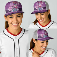 Hawaii Mele Kalikimaka Baseball Net Cap Funny Santa with Tribal Tattoos Kakau Purple Color - Polynesian Pride