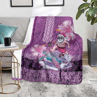 Hawaii Mele Kalikimaka Blanket Funny Santa with Tribal Tattoos Kakau Purple Color - Polynesian Pride
