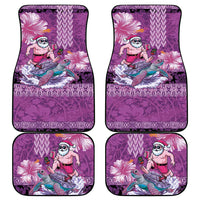 Hawaii Mele Kalikimaka Car Mats Funny Santa with Tribal Tattoos Kakau Purple Color - Polynesian Pride
