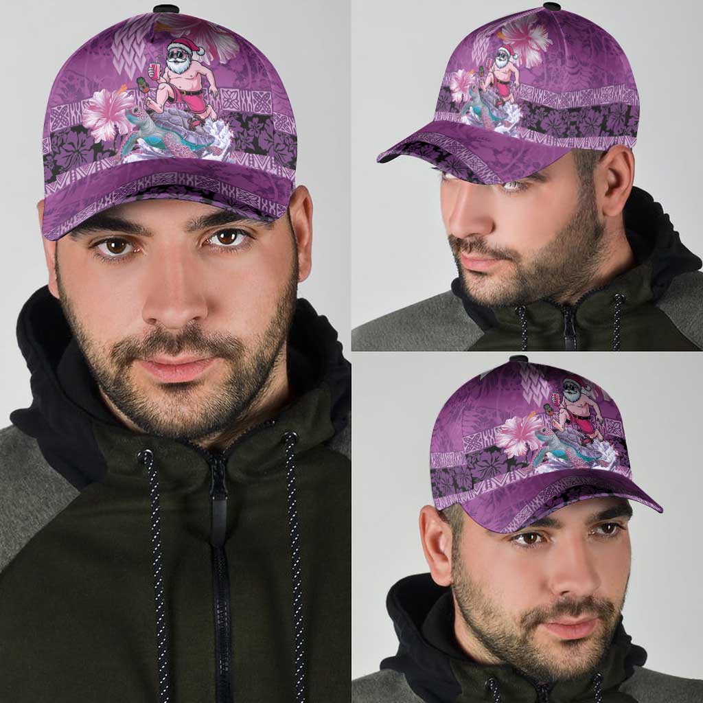 Hawaii Mele Kalikimaka Classic Cap Funny Santa with Tribal Tattoos Kakau Purple Color - Polynesian Pride