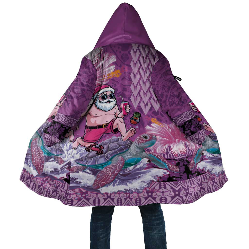 Hawaii Mele Kalikimaka Cloak Funny Santa with Tribal Tattoos Kakau Purple Color - Polynesian Pride
