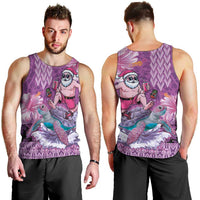 Hawaii Mele Kalikimaka Men Tank Top Funny Santa with Tribal Tattoos Kakau Purple Color - Polynesian Pride