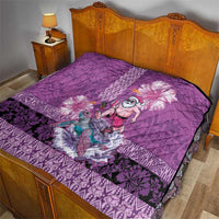 Hawaii Mele Kalikimaka Quilt Funny Santa with Tribal Tattoos Kakau Purple Color - Polynesian Pride