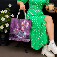 Hawaii Mele Kalikimaka Tote Bag Funny Santa with Tribal Tattoos Kakau Purple Color - Polynesian Pride