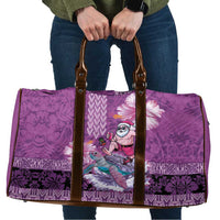 Hawaii Mele Kalikimaka Travel Bag Funny Santa with Tribal Tattoos Kakau Purple Color - Polynesian Pride