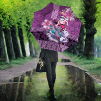 Hawaii Mele Kalikimaka Umbrella Funny Santa with Tribal Tattoos Kakau Purple Color - Polynesian Pride