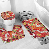 Hawaii Santa Mele Kalikimaka Bathroom Set Tropical Puakenikeni Lei with Polynesian Tribal Pattern - Polynesian Pride