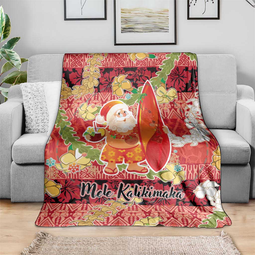 Hawaii Santa Mele Kalikimaka Blanket Tropical Puakenikeni Lei with Polynesian Tribal Pattern - Polynesian Pride