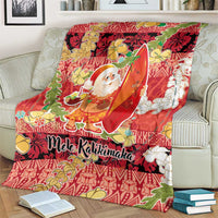 Hawaii Santa Mele Kalikimaka Blanket Tropical Puakenikeni Lei with Polynesian Tribal Pattern - Polynesian Pride