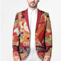 Hawaii Santa Mele Kalikimaka Blazer Tropical Puakenikeni Lei with Polynesian Tribal Pattern - Polynesian Pride