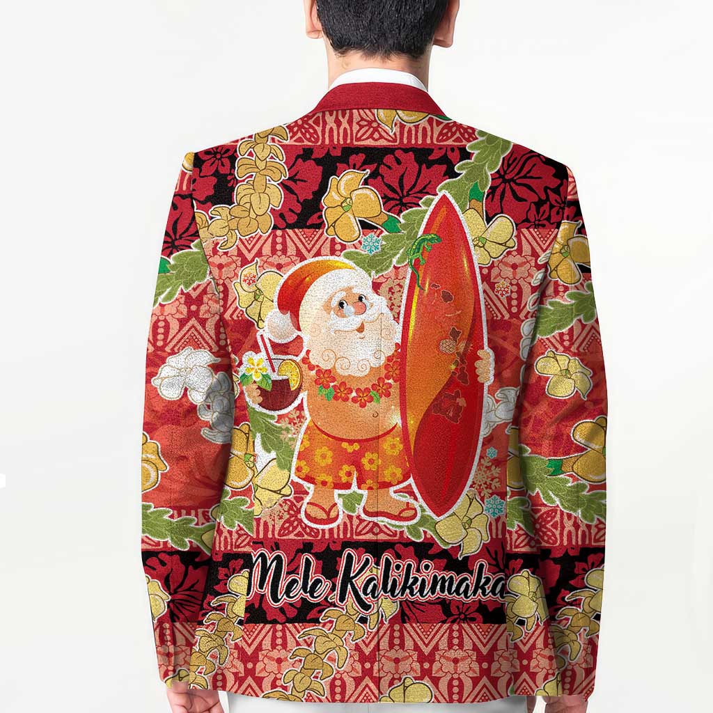 Hawaii Santa Mele Kalikimaka Blazer Tropical Puakenikeni Lei with Polynesian Tribal Pattern - Polynesian Pride