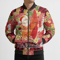 Hawaii Santa Mele Kalikimaka Bomber Puffer Jacket Tropical Puakenikeni Lei with Polynesian Tribal Pattern - Polynesian Pride