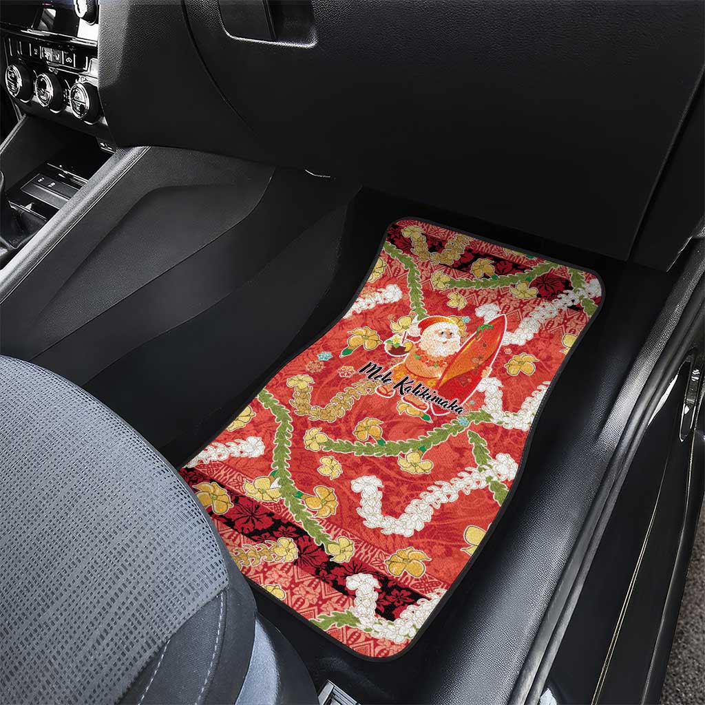 Hawaii Santa Mele Kalikimaka Car Mats Tropical Puakenikeni Lei with Polynesian Tribal Pattern - Polynesian Pride
