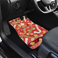 Hawaii Santa Mele Kalikimaka Car Mats Tropical Puakenikeni Lei with Polynesian Tribal Pattern - Polynesian Pride