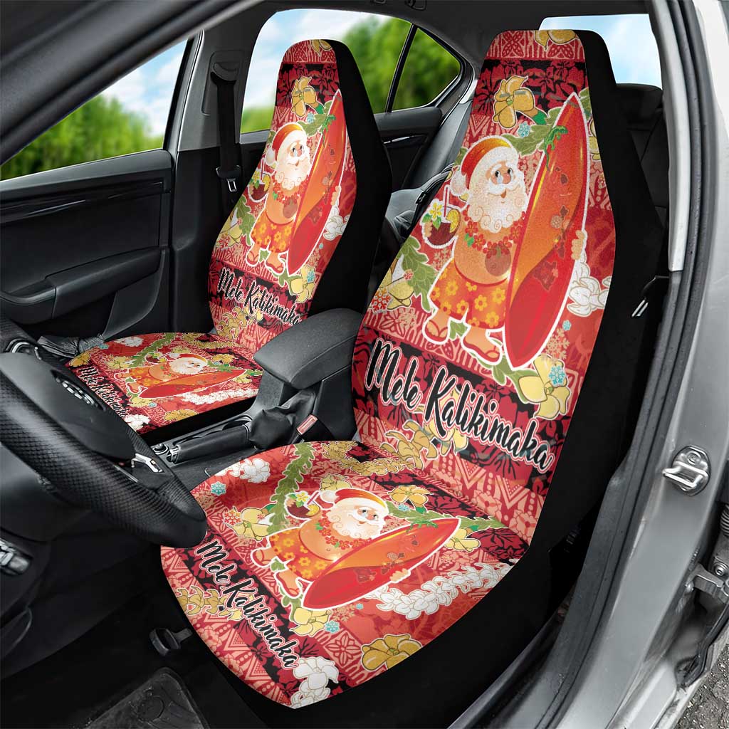 Hawaii Santa Mele Kalikimaka Car Seat Cover Tropical Puakenikeni Lei with Polynesian Tribal Pattern - Polynesian Pride