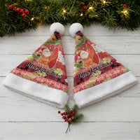 Hawaii Santa Mele Kalikimaka Christmas Santa Hat Tropical Puakenikeni Lei with Polynesian Tribal Pattern - Polynesian Pride