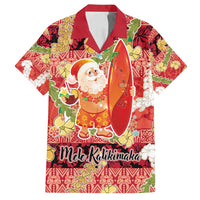 Hawaii Santa Mele Kalikimaka Family Matching Tank Maxi Dress and Hawaiian Shirt Tropical Puakenikeni Lei with Polynesian Tribal Pattern - Polynesian Pride