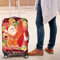 Hawaii Santa Mele Kalikimaka Luggage Cover Tropical Puakenikeni Lei with Polynesian Tribal Pattern - Polynesian Pride