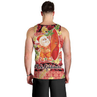 Hawaii Santa Mele Kalikimaka Men Tank Top Tropical Puakenikeni Lei with Polynesian Tribal Pattern - Polynesian Pride