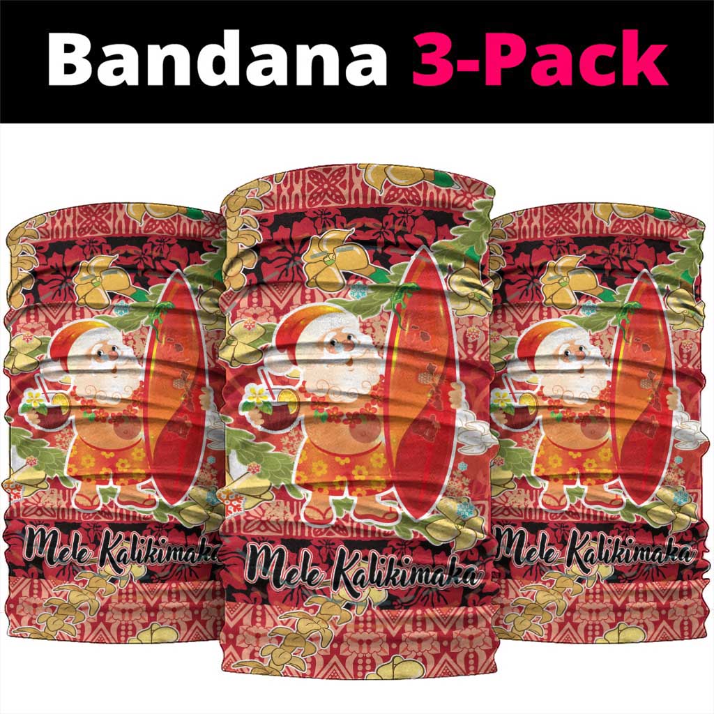 Hawaii Santa Mele Kalikimaka Neck Gaiter Tropical Puakenikeni Lei with Polynesian Tribal Pattern - Polynesian Pride
