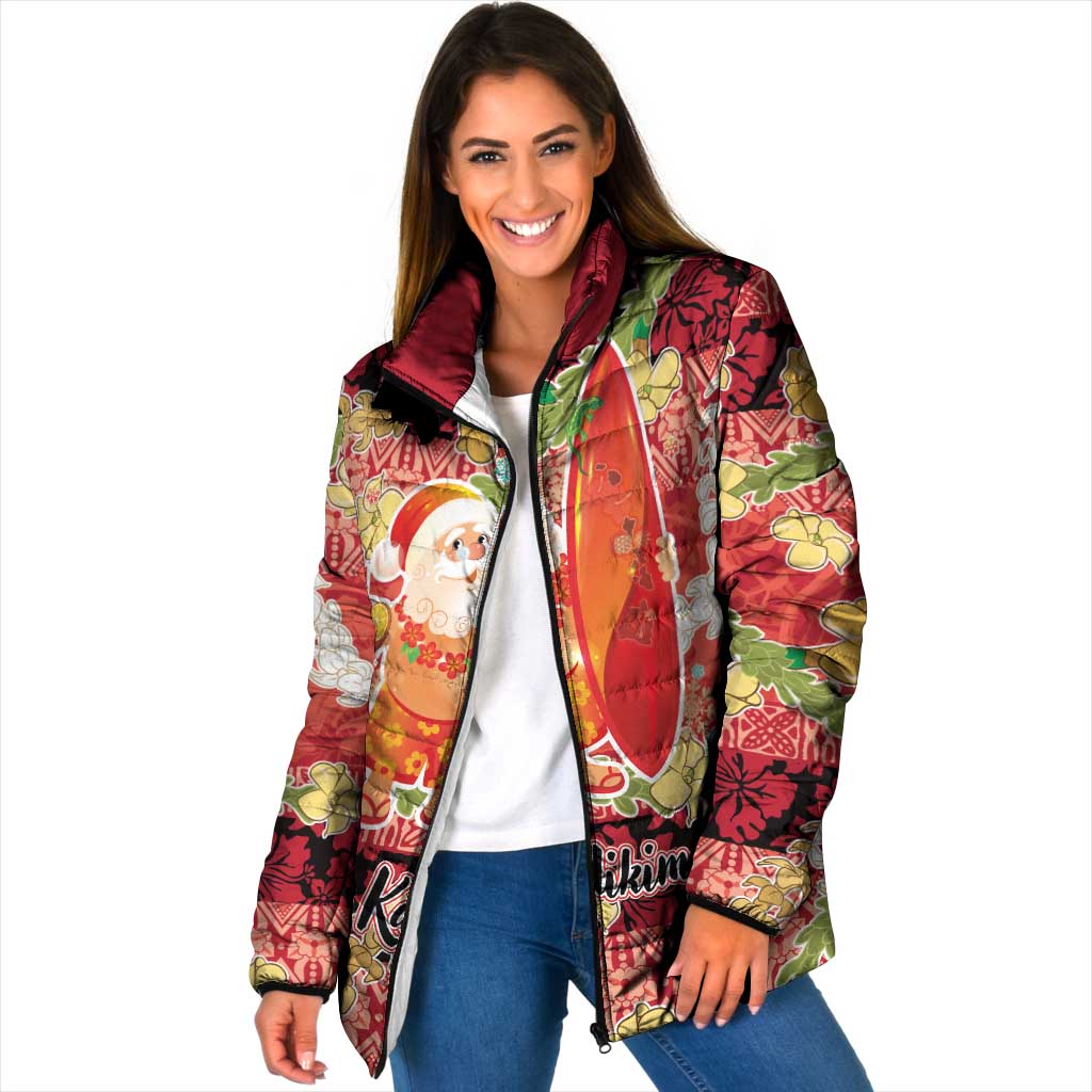 Hawaii Santa Mele Kalikimaka Padded Jacket Tropical Puakenikeni Lei with Polynesian Tribal Pattern - Polynesian Pride