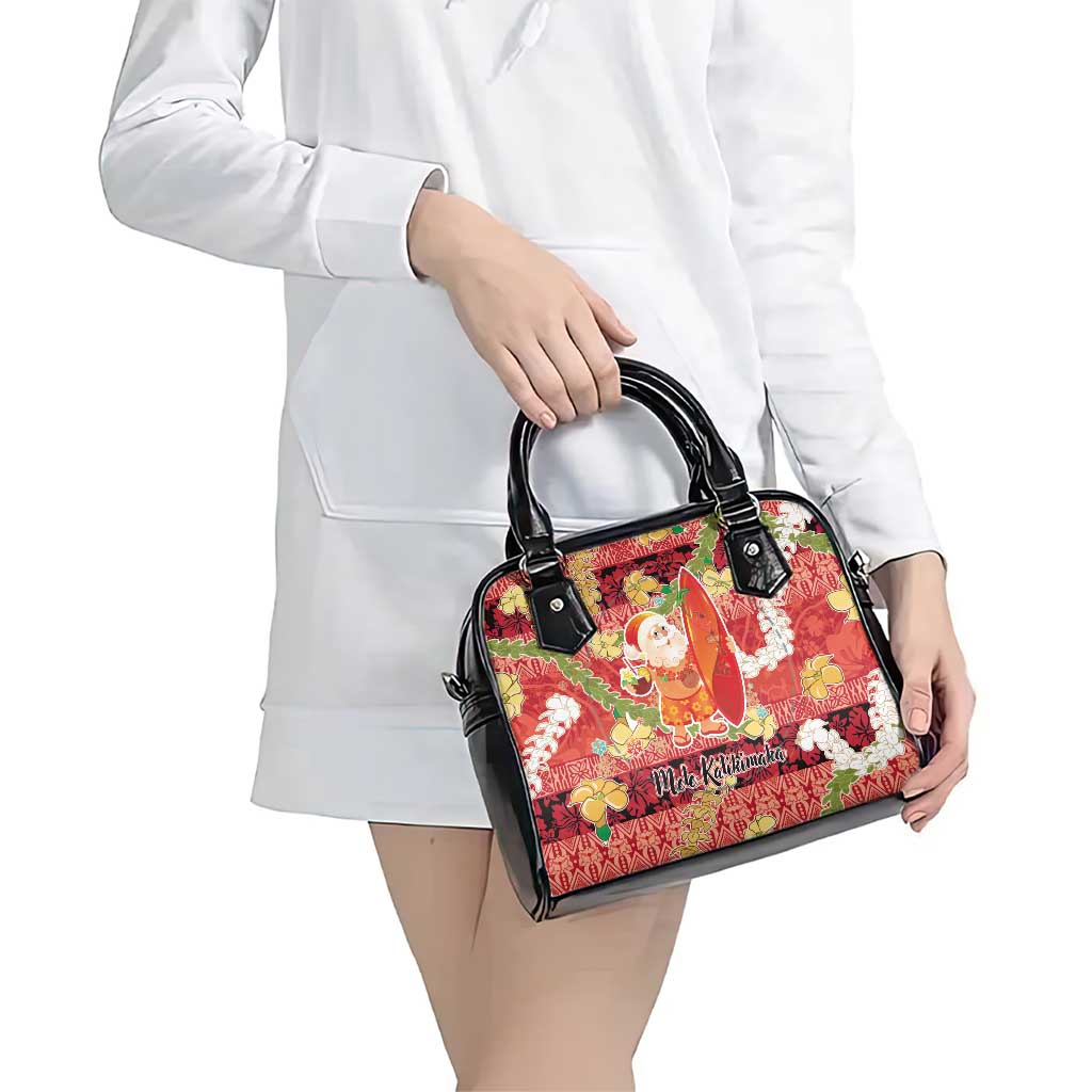 Hawaii Santa Mele Kalikimaka Shoulder Handbag Tropical Puakenikeni Lei with Polynesian Tribal Pattern - Polynesian Pride