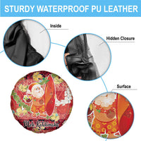 Hawaii Santa Mele Kalikimaka Spare Tire Cover Tropical Puakenikeni Lei with Polynesian Tribal Pattern - Polynesian Pride