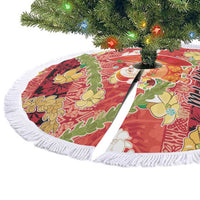 Hawaii Santa Mele Kalikimaka Tree Skirt Tropical Puakenikeni Lei with Polynesian Tribal Pattern - Polynesian Pride