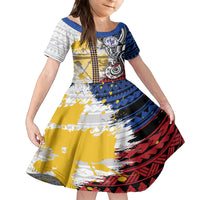 Hawaii Lutheran High School Family Matching Tank Maxi Dress and Hawaiian Shirt Kakau Pattern Splash Style LT03 Daughter's Dress Red - Polynesian Pride