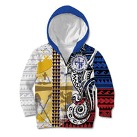 Hawaii Lutheran High School Kid Hoodie Kakau Pattern Splash Style LT03 Zip Hoodie Red - Polynesian Pride