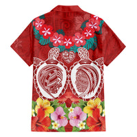 Polynesian Valentine Day Family Matching Off Shoulder Long Sleeve Dress and Hawaiian Shirt Love Couple Turtle Maori Hibiscus Red Style LT03 - Polynesian Pride