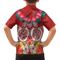Polynesian Valentine Day Family Matching Off Shoulder Short Dress and Hawaiian Shirt Love Couple Turtle Maori Hibiscus Red Style LT03 - Polynesian Pride