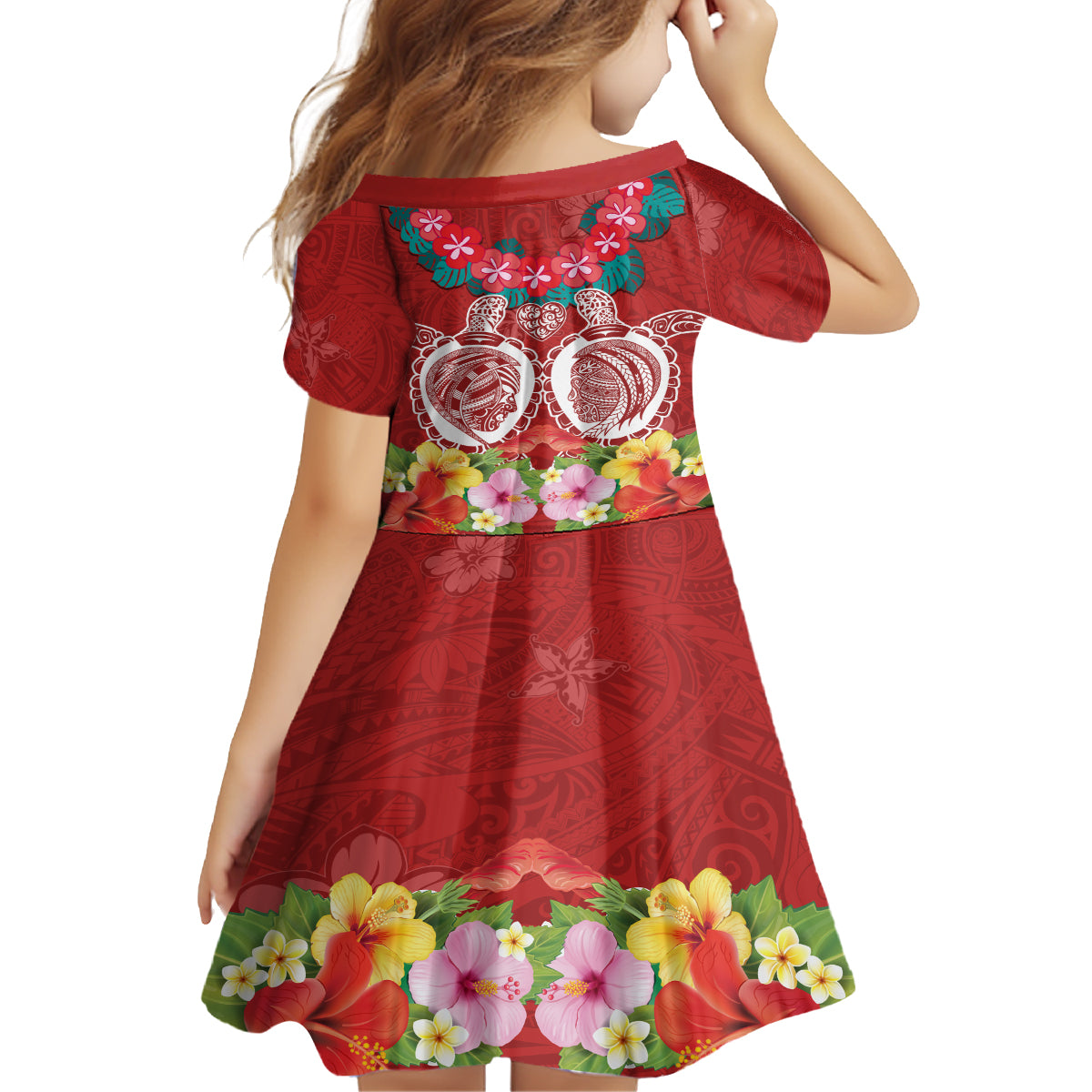 Polynesian Valentine Day Family Matching Puletasi and Hawaiian Shirt Love Couple Turtle Maori Hibiscus Red Style LT03 - Polynesian Pride