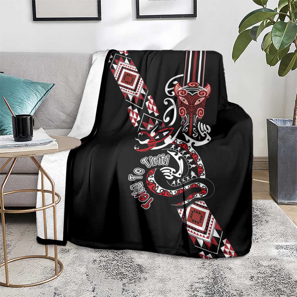 Aotearoa Toitu Te Tiriti-Honour the Treaty Blanket Maori Taniwha Haka with Taniko and Tukutuku