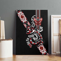 Aotearoa Toitu Te Tiriti-Honour the Treaty Canvas Wall Art Maori Taniwha Haka with Taniko and Tukutuku