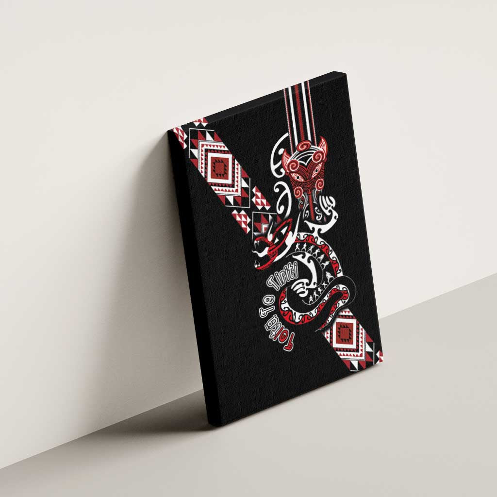 Aotearoa Toitu Te Tiriti-Honour the Treaty Canvas Wall Art Maori Taniwha Haka with Taniko and Tukutuku