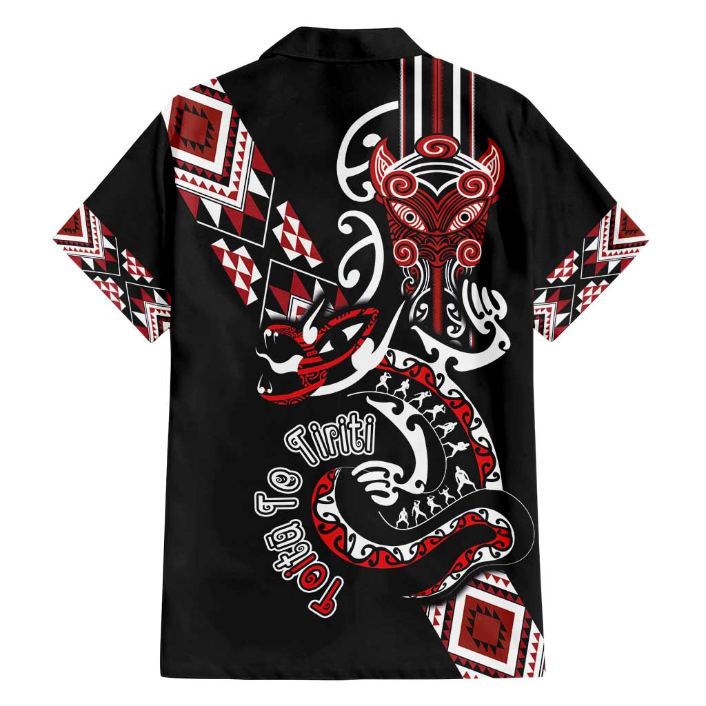 Aotearoa Toitu Te Tiriti-Honour the Treaty Family Matching Long Sleeve Bodycon Dress and Hawaiian Shirt Maori Taniwha Haka with Taniko and Tukutuku LT03 - Polynesian Pride