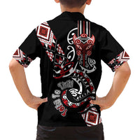 Aotearoa Toitu Te Tiriti-Honour the Treaty Family Matching Summer Maxi Dress and Hawaiian Shirt Maori Taniwha Haka with Taniko and Tukutuku LT03 - Polynesian Pride