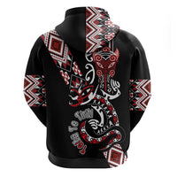 Aotearoa Toitu Te Tiriti-Honour the Treaty Hoodie Maori Taniwha Haka with Taniko and Tukutuku