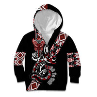 Aotearoa Toitu Te Tiriti-Honour the Treaty Kid Hoodie Maori Taniwha Haka with Taniko and Tukutuku