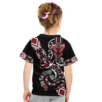 Aotearoa Toitu Te Tiriti-Honour the Treaty Kid T Shirt Maori Taniwha Haka with Taniko and Tukutuku LT03 - Polynesian Pride