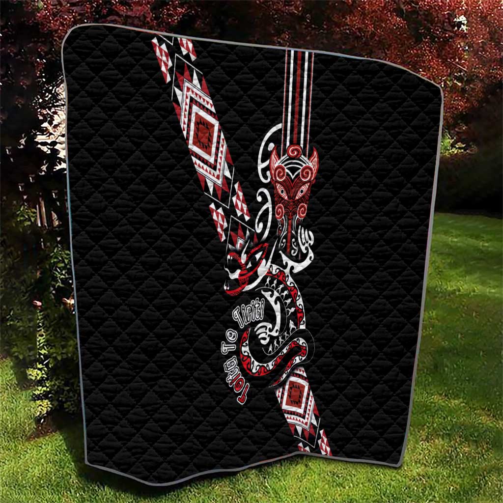 Aotearoa Toitu Te Tiriti-Honour the Treaty Quilt Maori Taniwha Haka with Taniko and Tukutuku