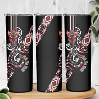 Aotearoa Toitu Te Tiriti-Honour the Treaty Skinny Tumbler Maori Taniwha Haka with Taniko and Tukutuku LT03 - Polynesian Pride