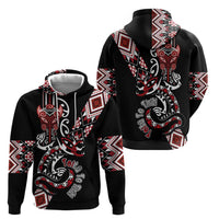 Aotearoa Toitu Te Tiriti-Honour the Treaty Zip Hoodie Maori Taniwha Haka with Taniko and Tukutuku