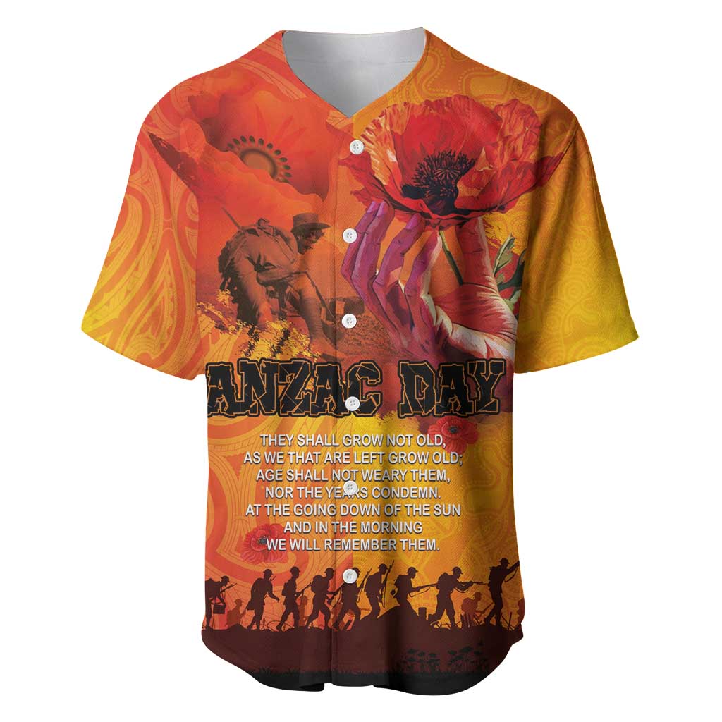 Australia and New Zealand ANZAC Day Baseball Jersey Soldiers Memories - Red Poppies with Aboriginal and Maori Art