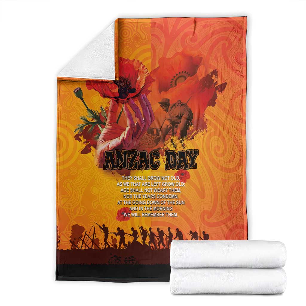 Australia and New Zealand ANZAC Day Blanket Soldiers Memories - Red Poppies with Aboriginal and Maori Art