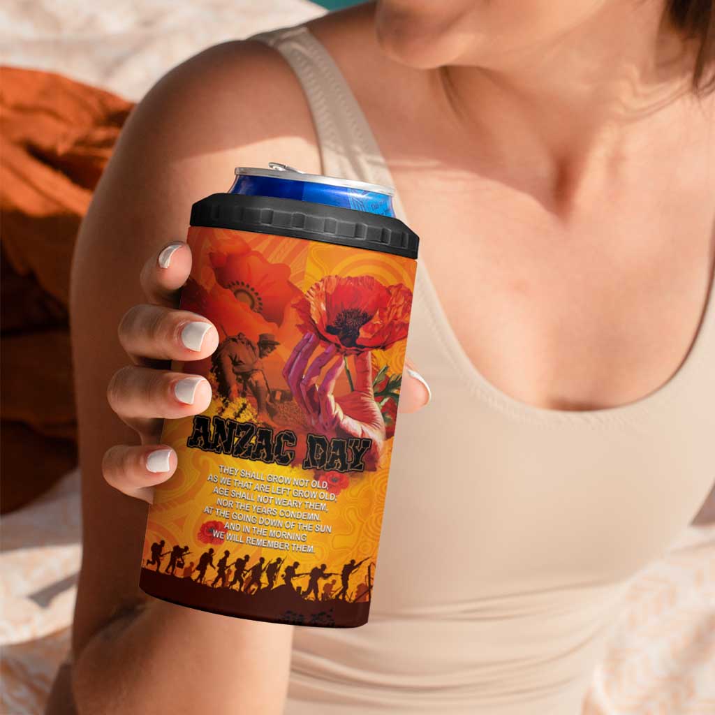 Australia and New Zealand ANZAC Day 4 in 1 Can Cooler Tumbler Soldiers Memories - Red Poppies with Aboriginal and Maori Art LT03 - Polynesian Pride