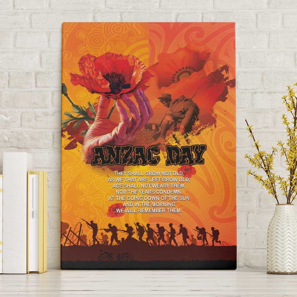 Australia and New Zealand ANZAC Day Canvas Wall Art Soldiers Memories - Red Poppies with Aboriginal and Maori Art