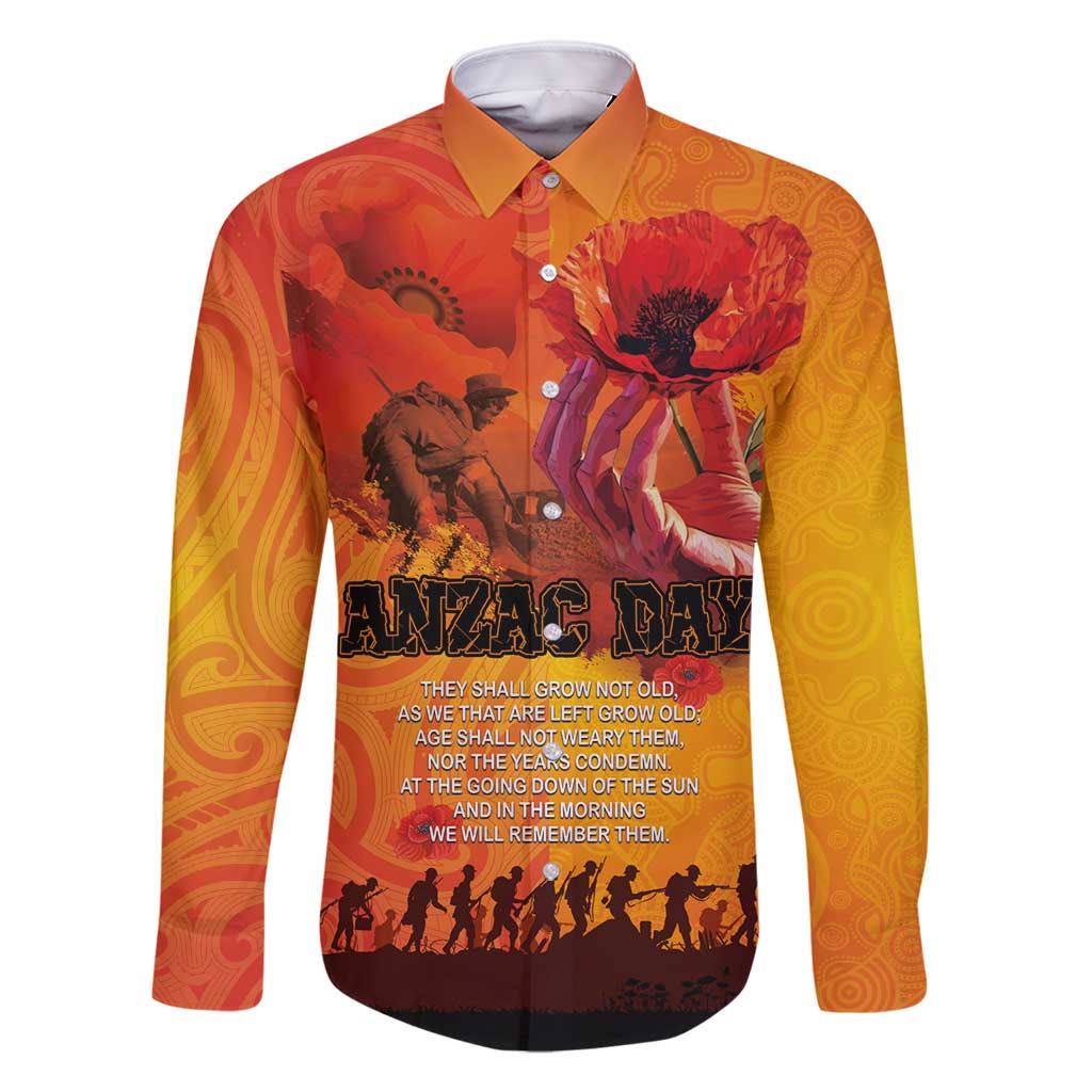 Australia and New Zealand ANZAC Day Family Matching Off Shoulder Short Dress and Hawaiian Shirt Soldiers Memories - Red Poppies with Aboriginal and Maori Art